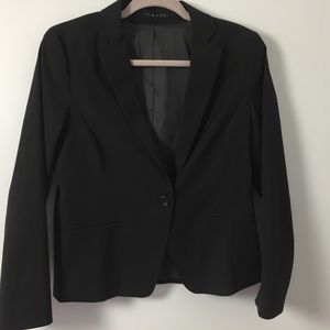 Theory womens 10 charcoal gray crepe jacket blazer 1 button lightweight a/b